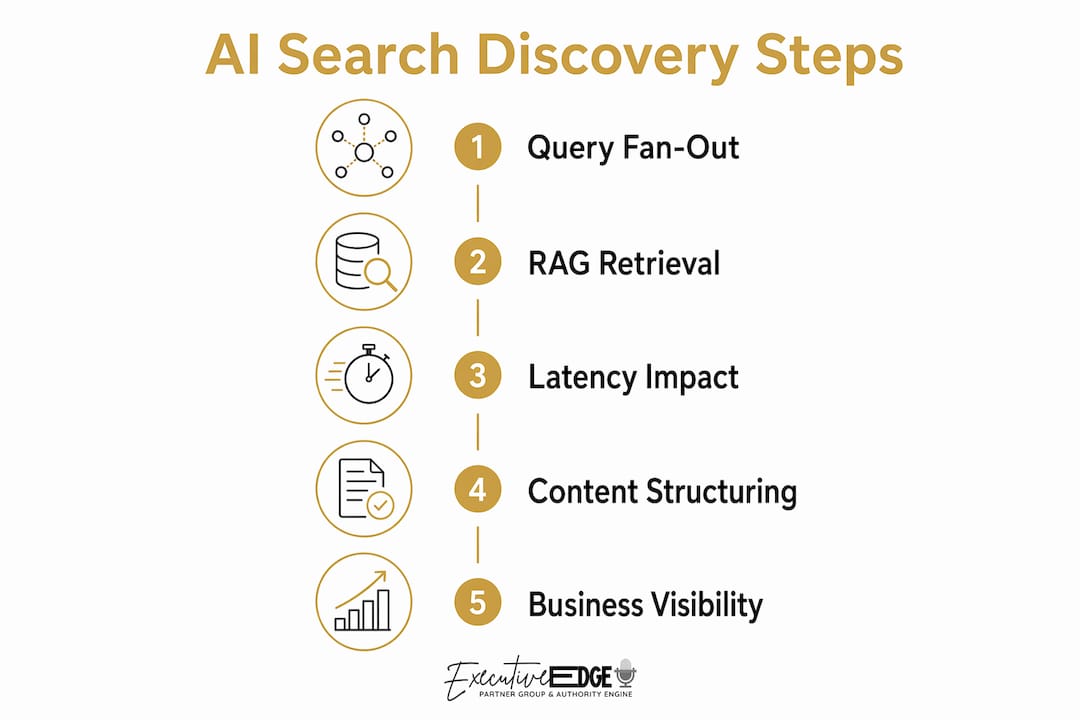 Infographic showing AI search discovery process steps