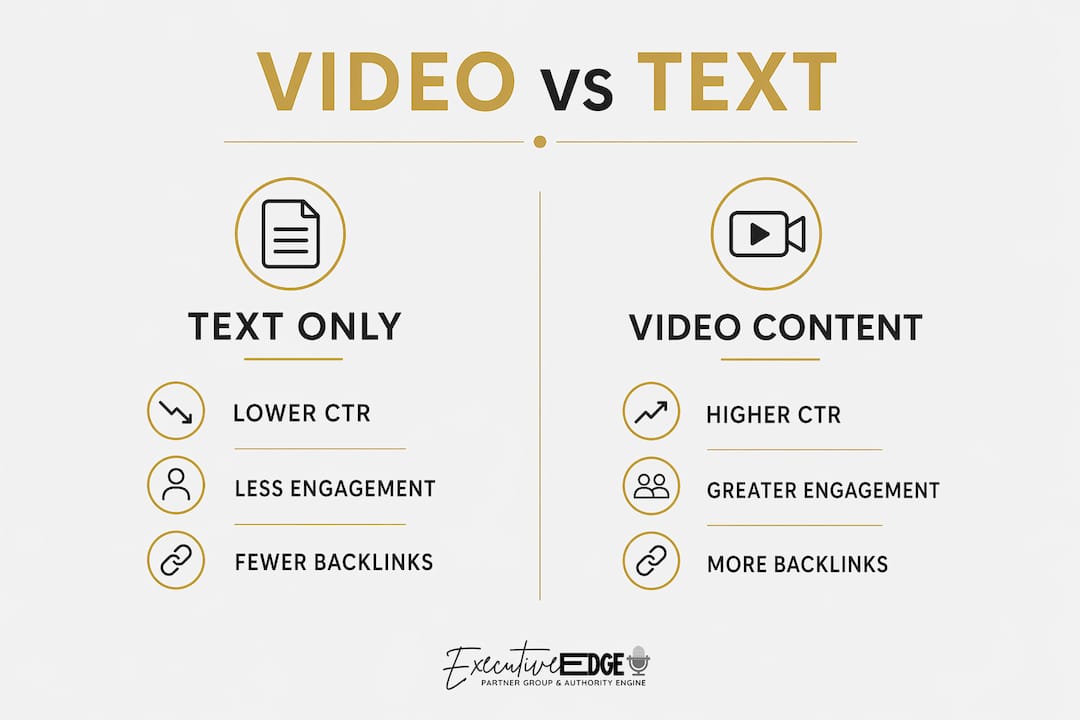 Infographic comparing video and text SEO ranking factors