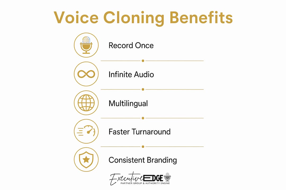 Infographic showing key benefits of voice cloning
