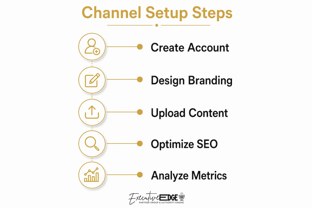 Infographic detailing YouTube channel setup steps