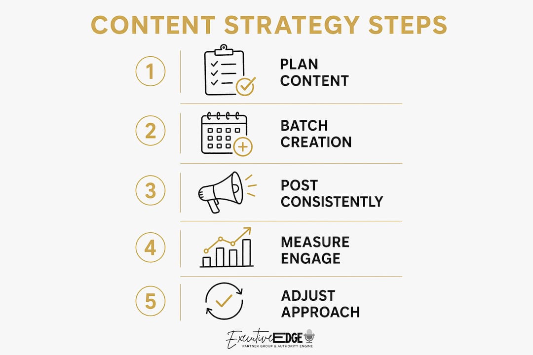 Infographic showing executive content strategy steps
