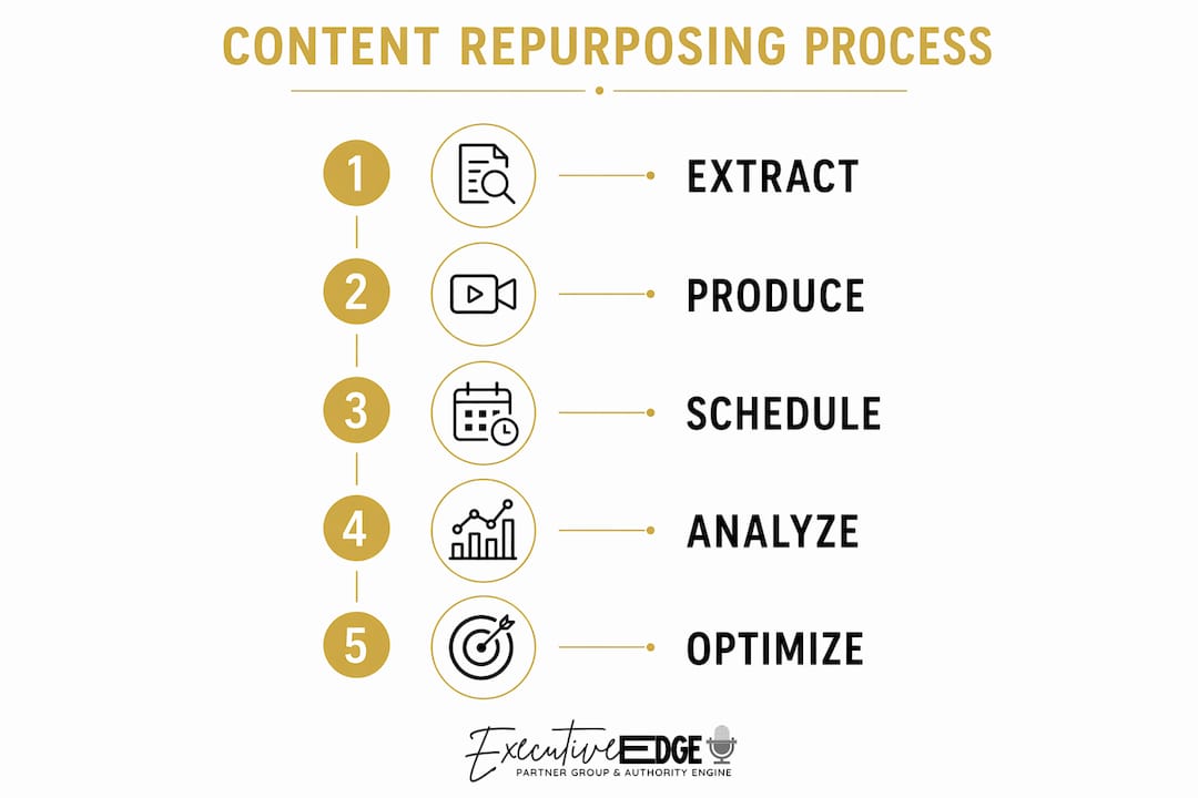 Infographic showing steps of content repurposing