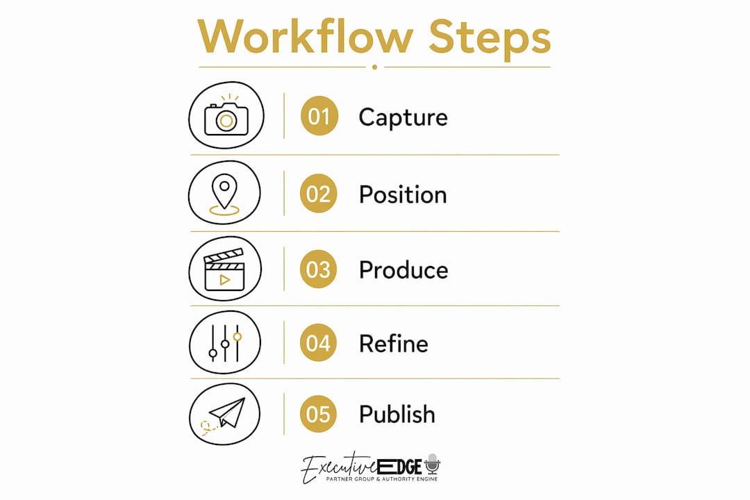 Infographic illustrating workflow step sequence