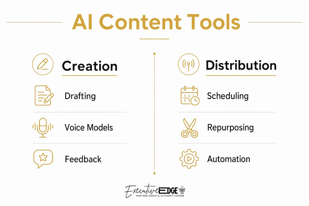 Infographic showing AI content tool categories