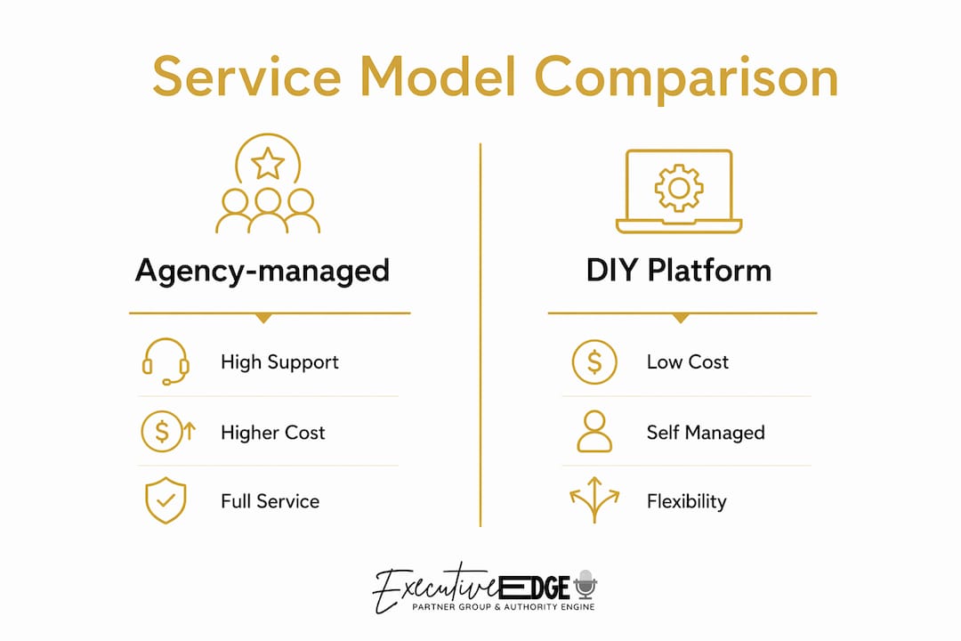 Infographic comparing agency-managed and DIY service models