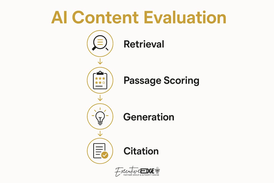 Infographic showing AI content evaluation stages