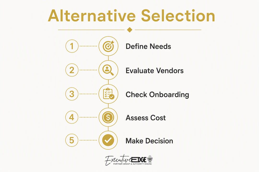 Infographic with steps to select authority alternatives