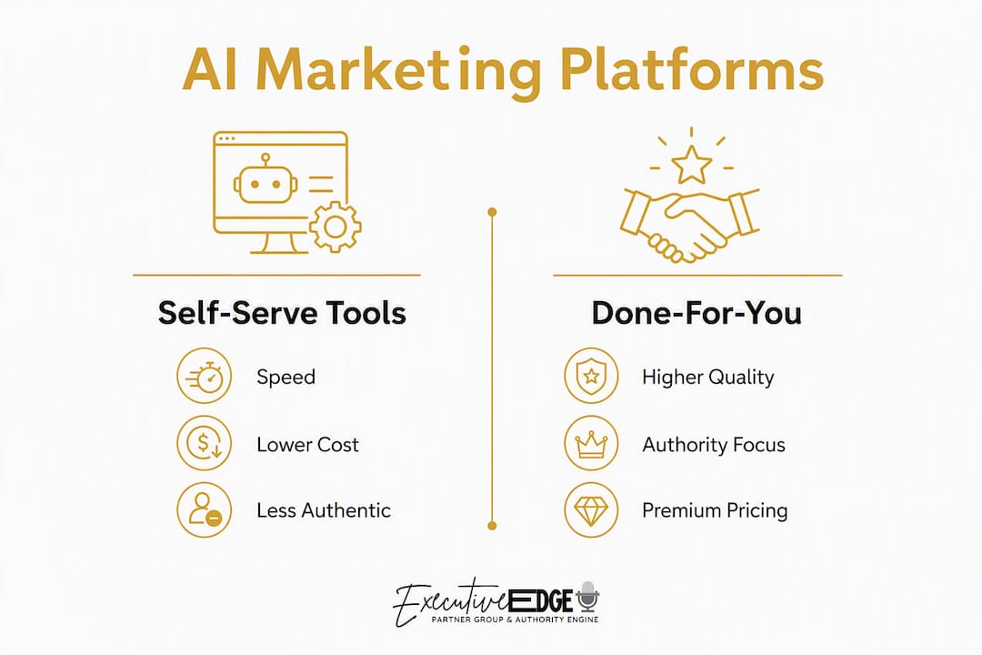 Comparison infographic of AI marketing tools categories