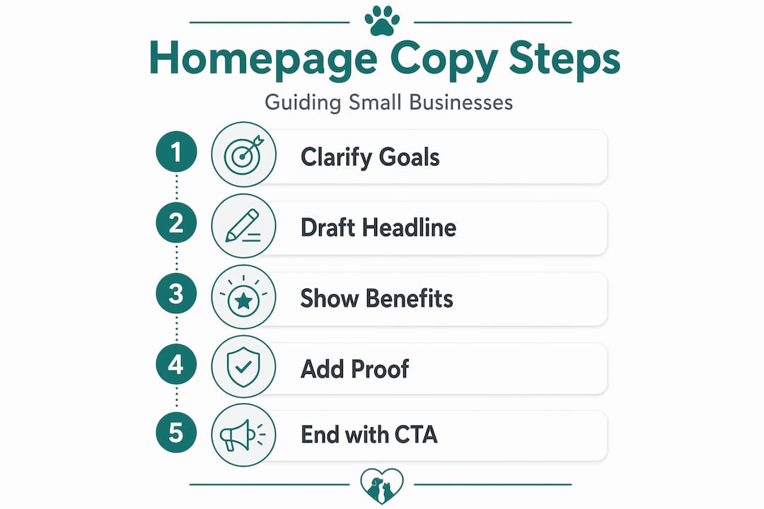 Infographic of homepage copywriting process in five steps