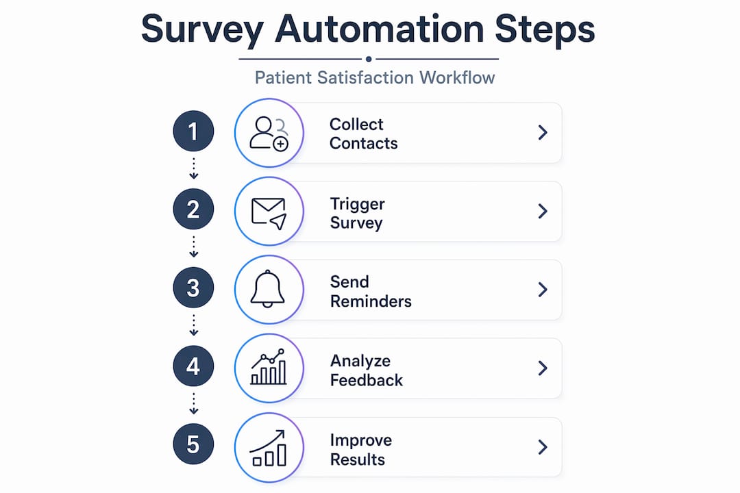 Infographic outlining patient survey automation steps