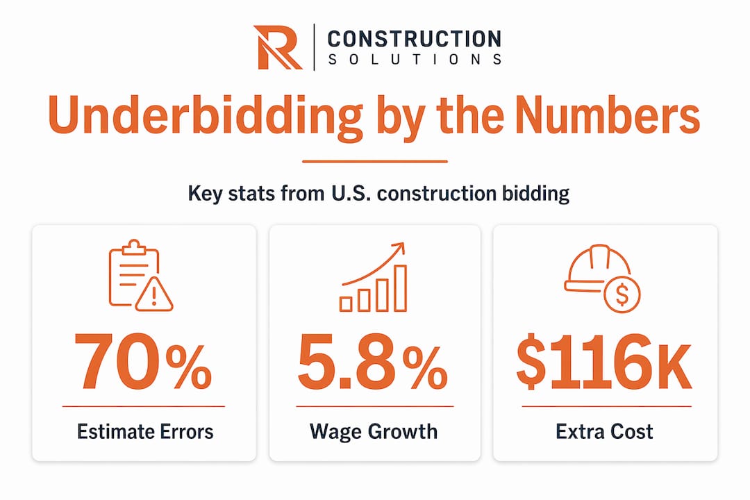 Infographic showing key underbidding statistics in construction