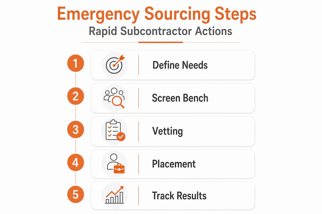 Infographic showing emergency subcontractor sourcing steps