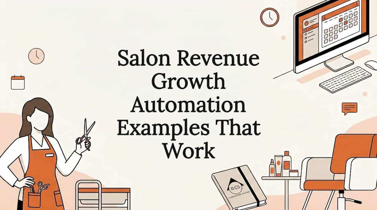 Decorative title card illustration with salon elements
