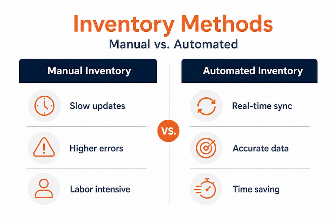 Infographic comparing manual and automated inventory