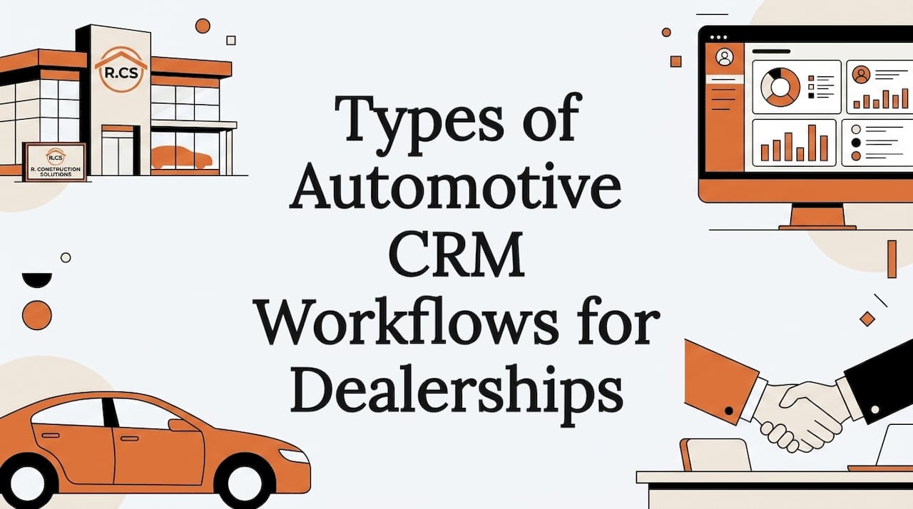 Illustrated automotive CRM workflows title card