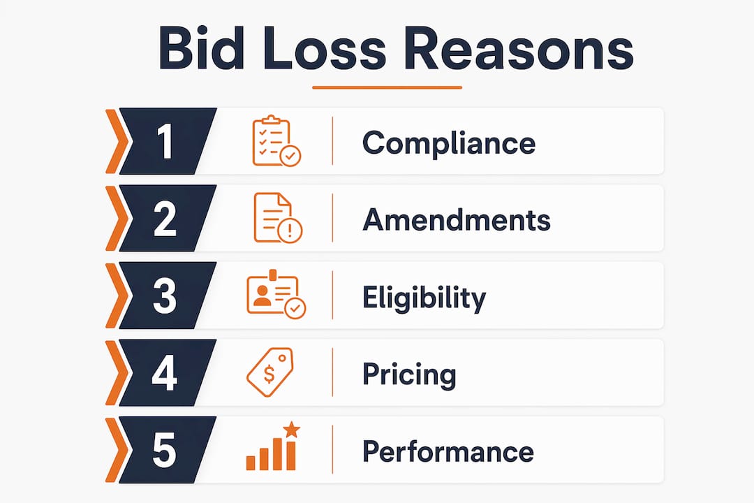 Hierarchical infographic illustrating bid loss reasons
