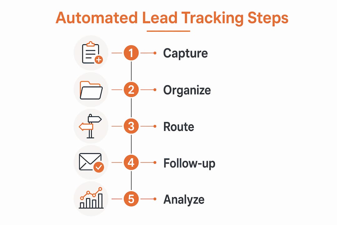 Infographic illustrating automated lead tracking steps