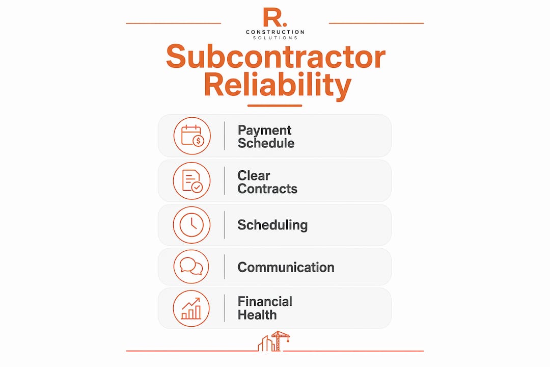 Infographic illustrating key subcontractor reliability factors