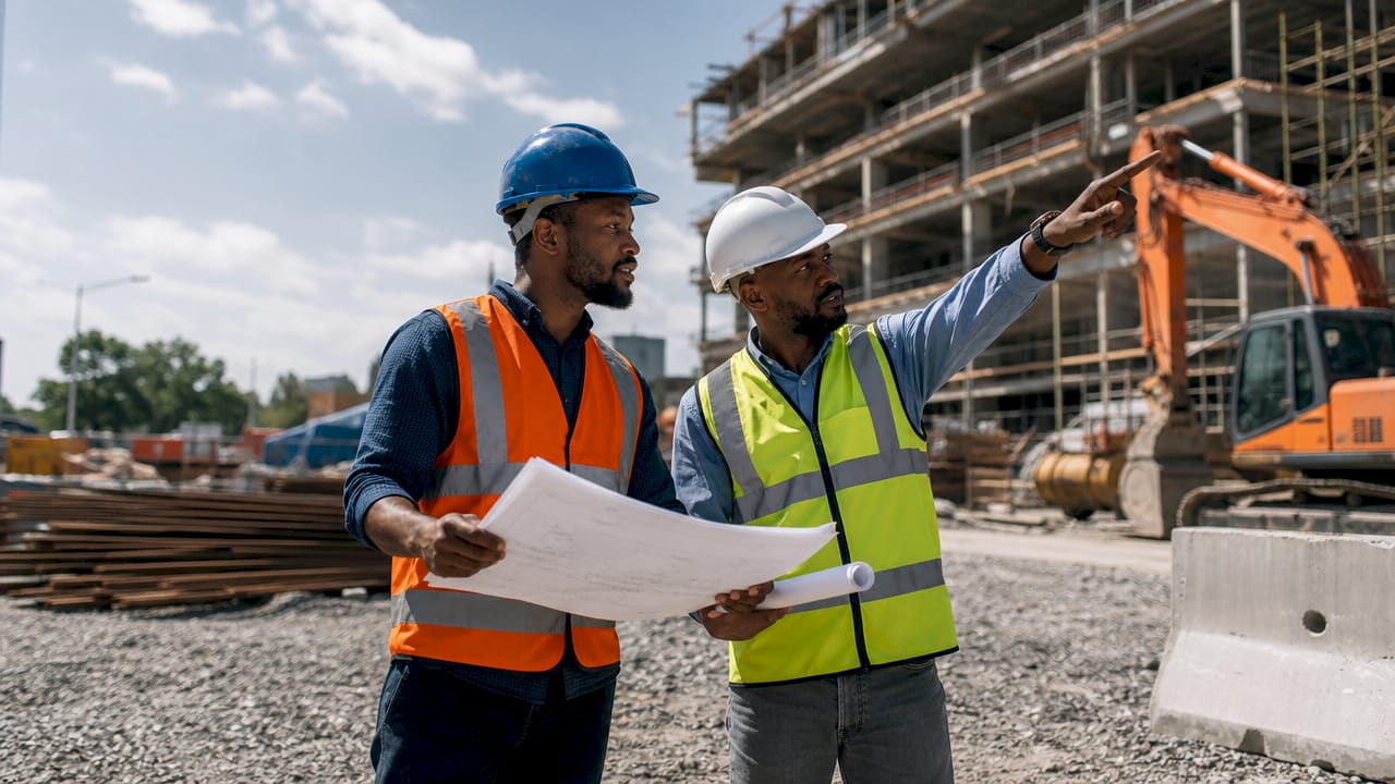 Project manager coordinating on construction site