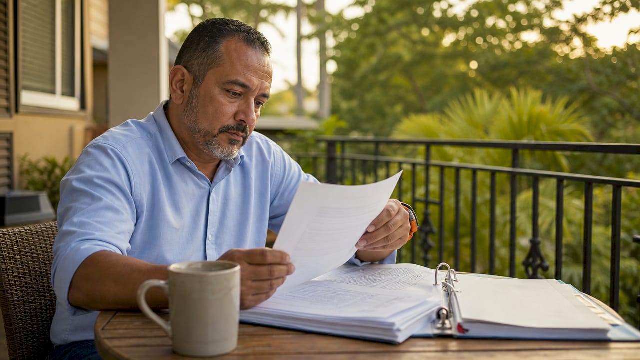 Small contractor reviewing federal contracting papers
