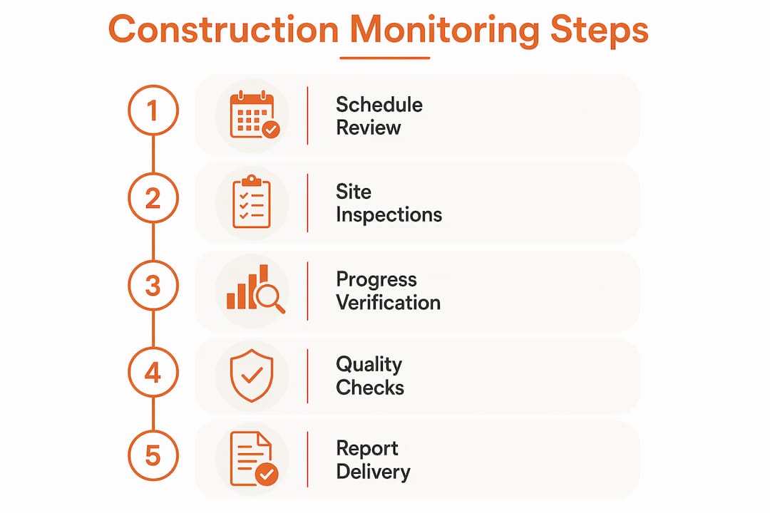 Infographic outlining construction monitoring steps