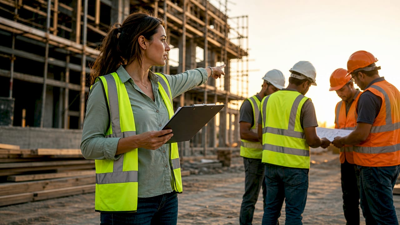 Supervisor managing subcontractor performance on site
