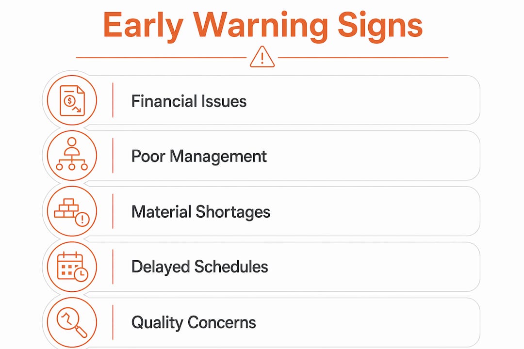 Infographic of early warning signs of subcontractor default