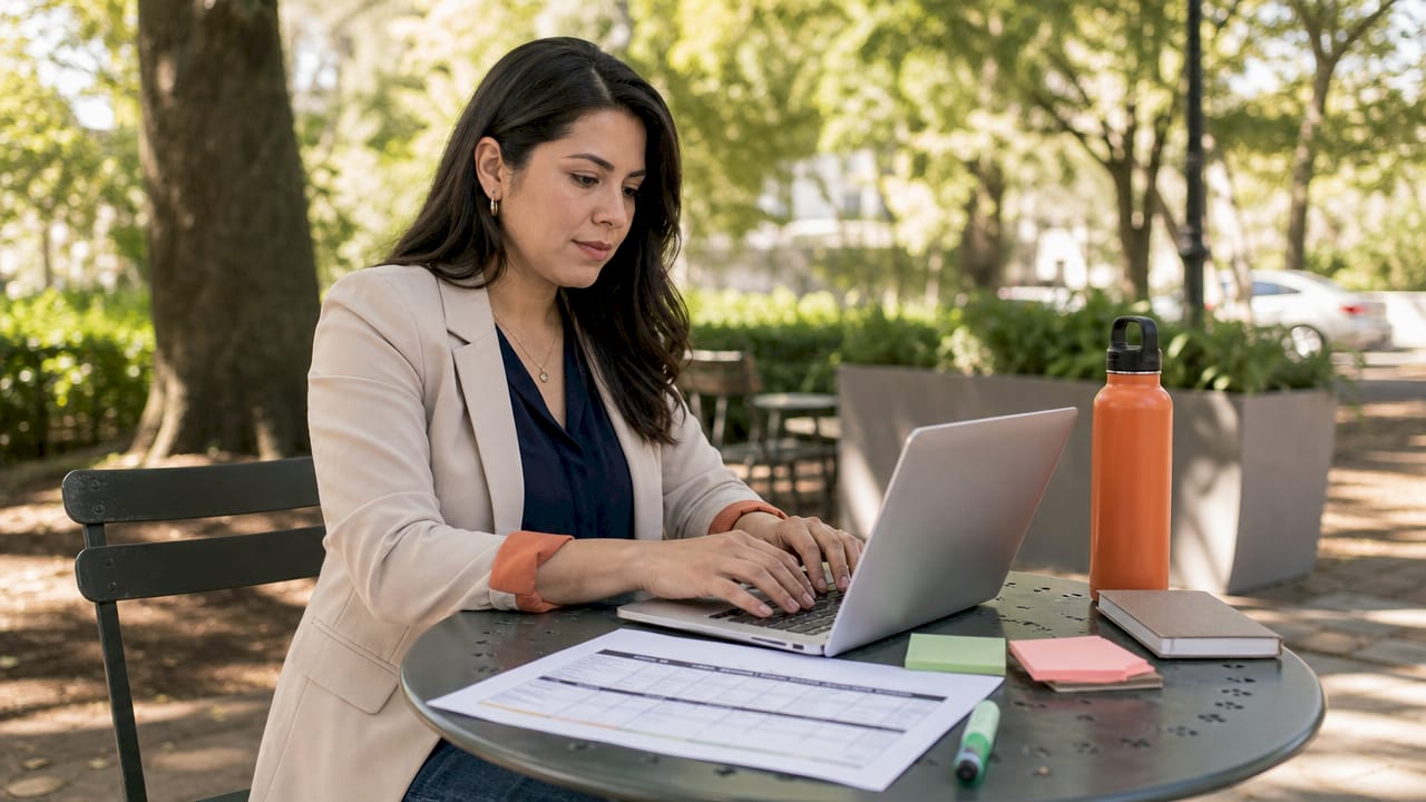 Woman drafting federal construction proposal