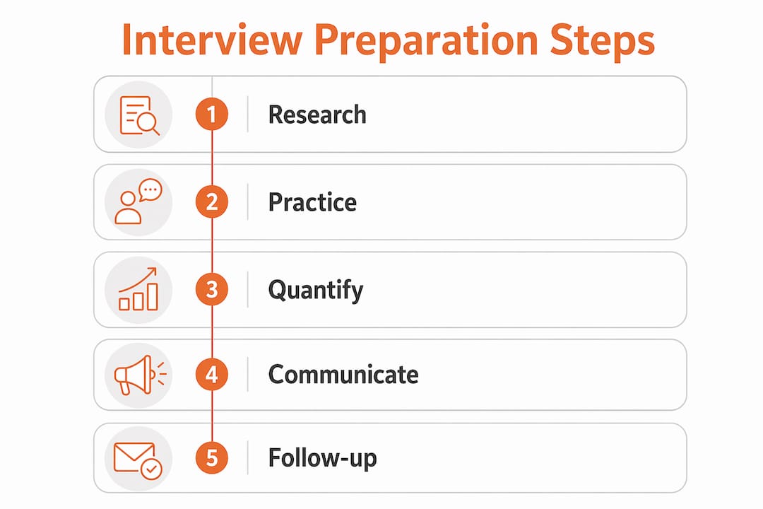Infographic illustrating interview preparation steps