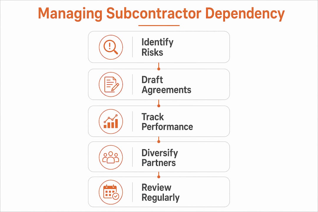 Infographic showing steps to manage subcontractor dependency