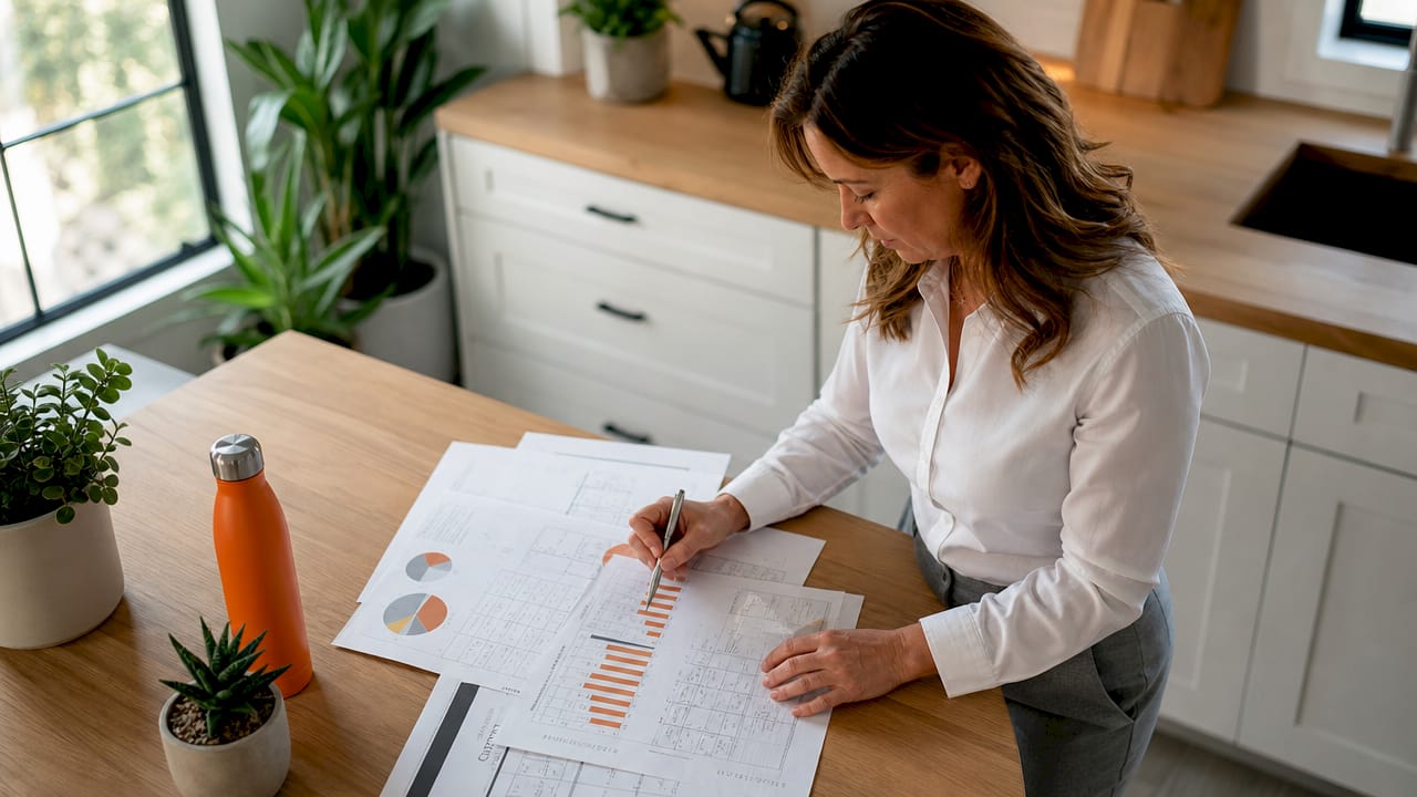 Project manager reviewing construction growth plan