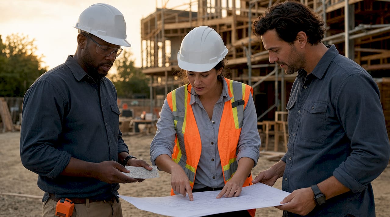 Team defining construction service scope
