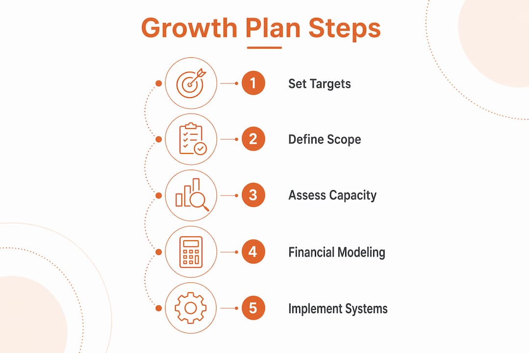 Infographic illustrating growth plan steps