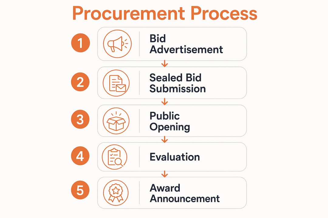 Infographic illustrating municipal procurement process steps