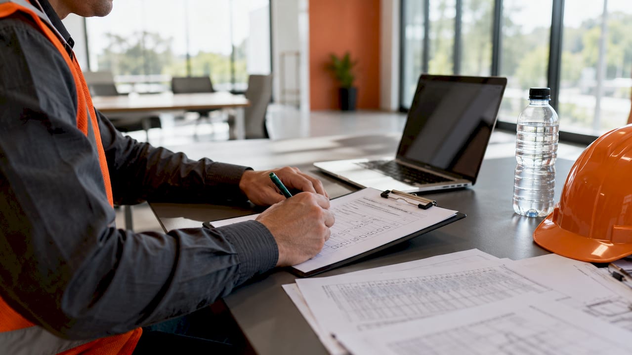 Project manager updating subcontractor checklist