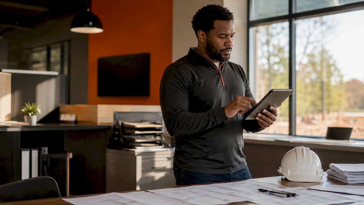 Compliance officer using tablet for onboarding tasks