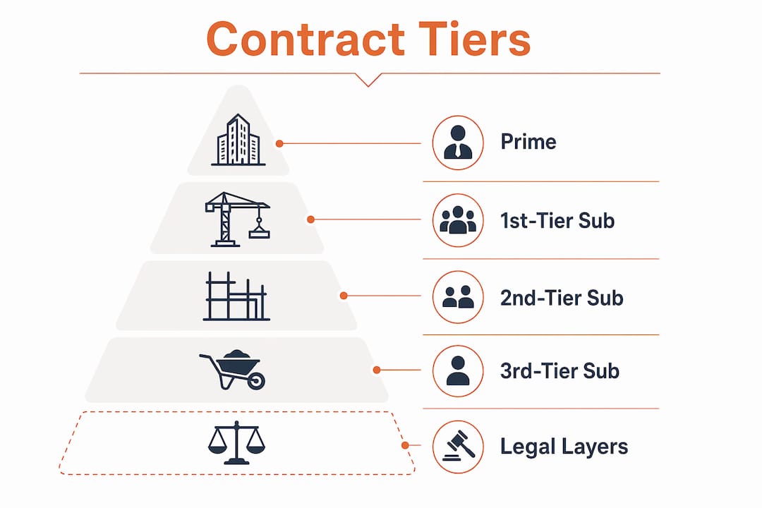 Infographic illustrating federal contract and subcontractor tiers