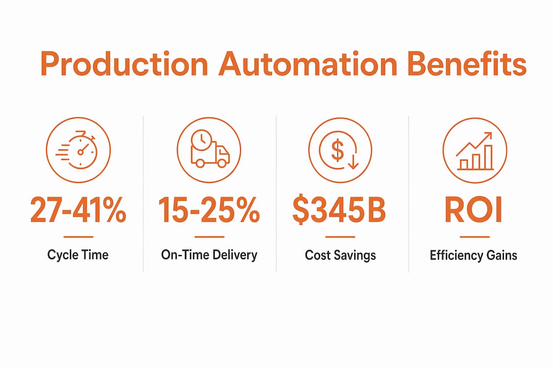 Infographic highlighting key production automation benefits