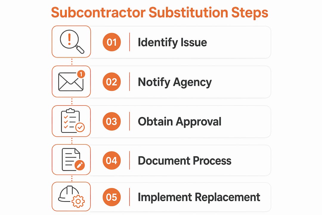 Infographic illustrating subcontractor substitution steps