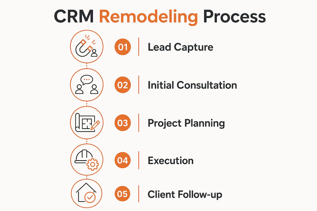 Infographic showing CRM remodeling process steps