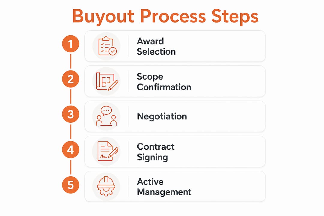 Infographic showing buyout process steps