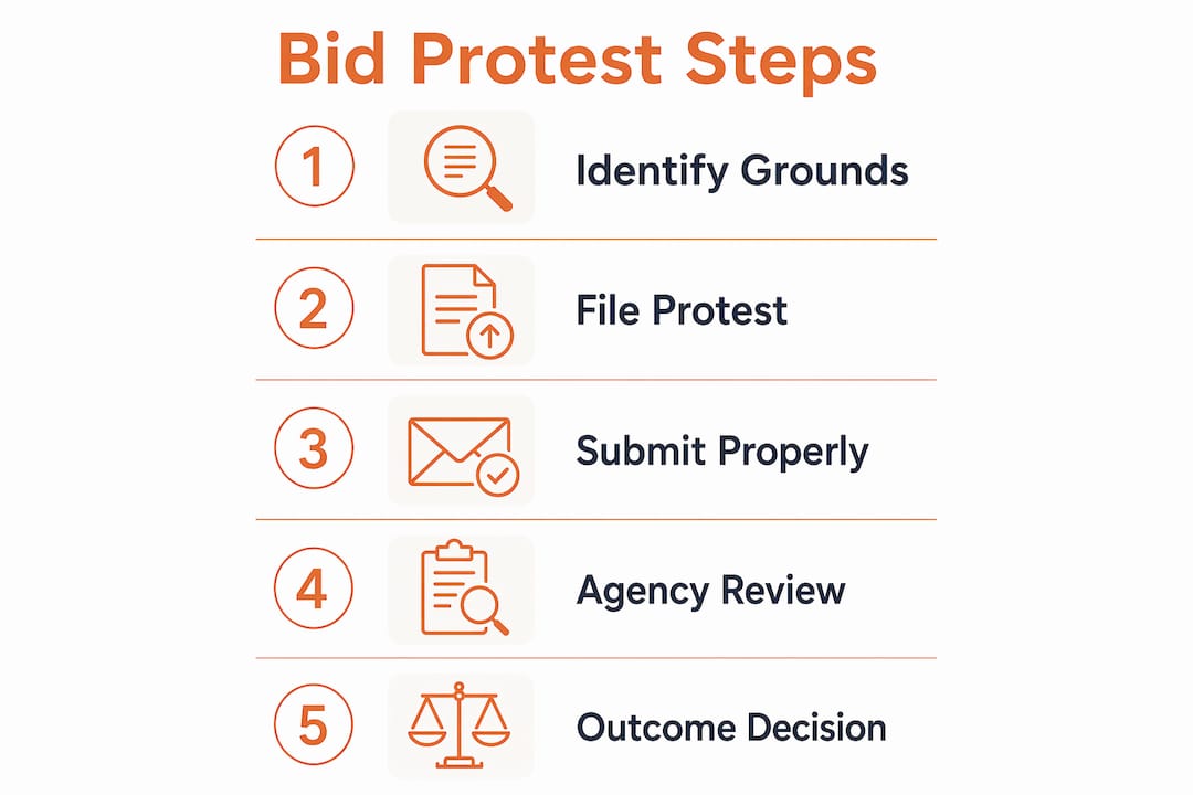 Infographic showing municipal bid protest process steps