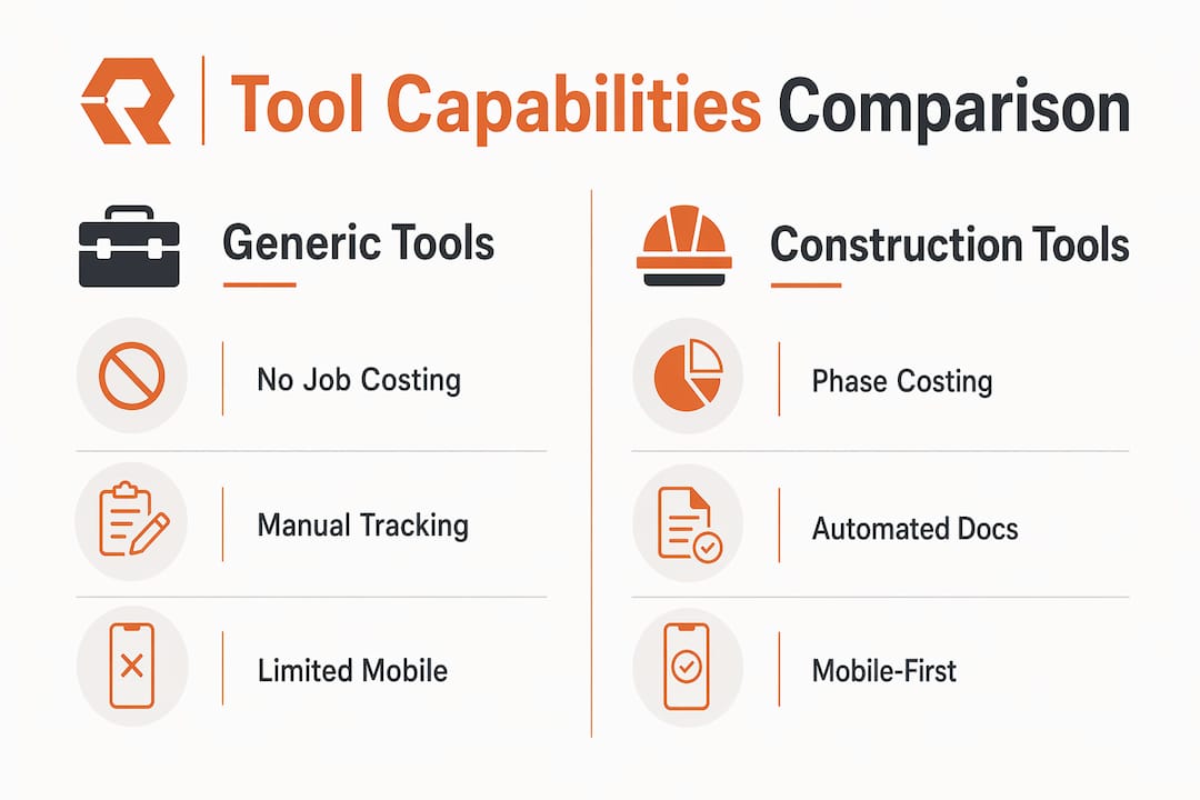 Infographic comparing generic and construction-specific tools