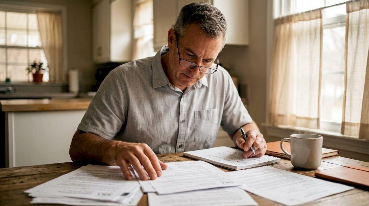 Construction owner reviewing SBA federal contract papers