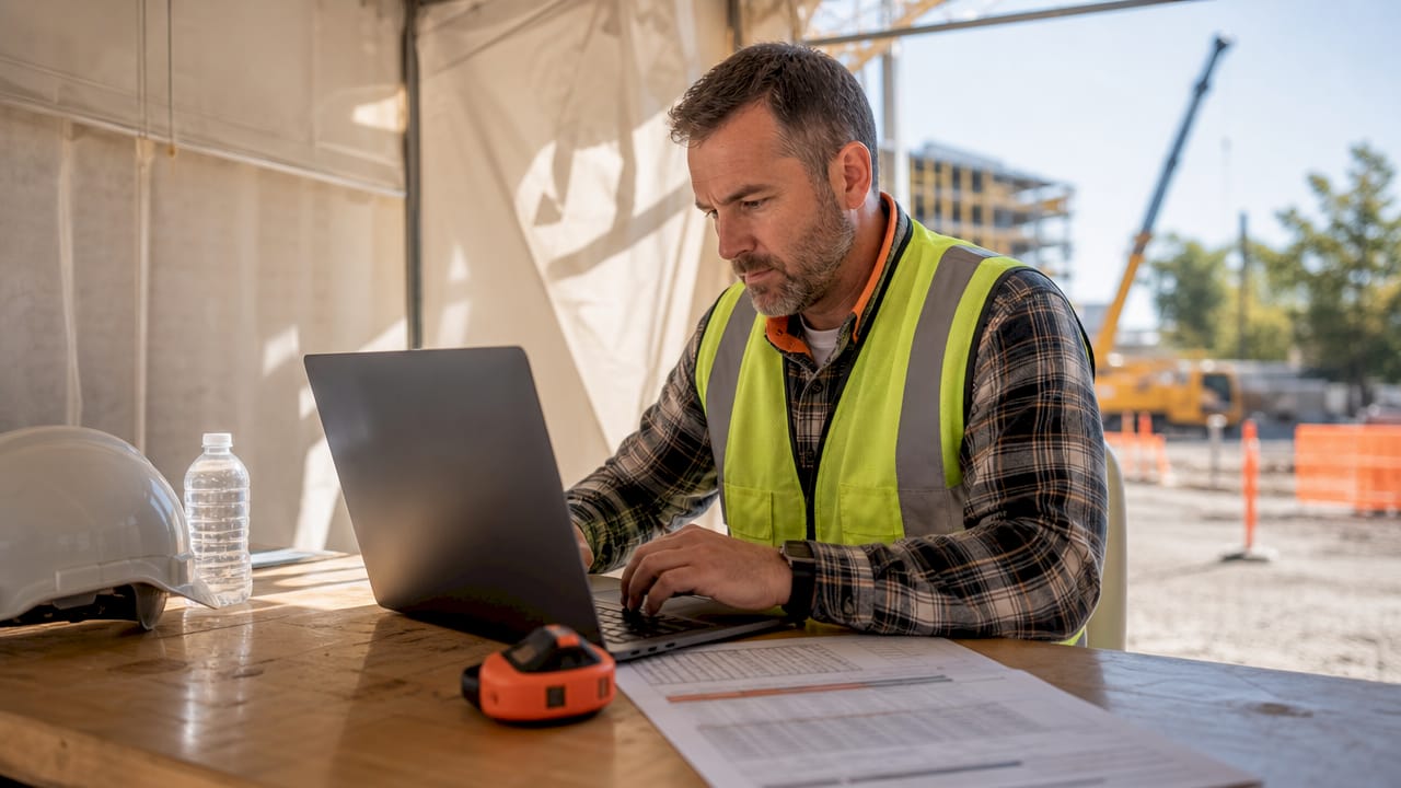 Project manager working on bid automation software