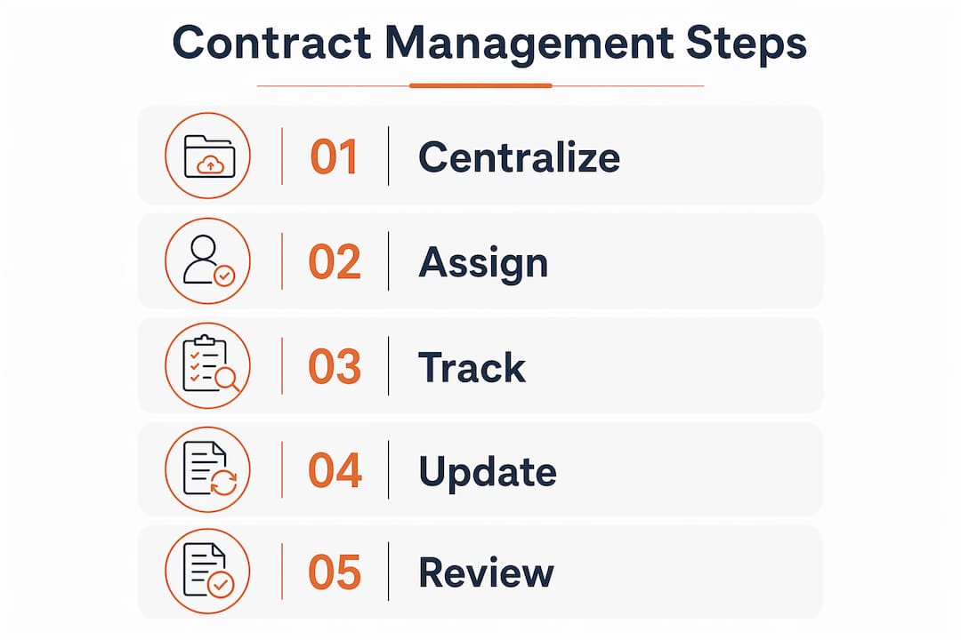 Infographic outlining key steps in contract management process