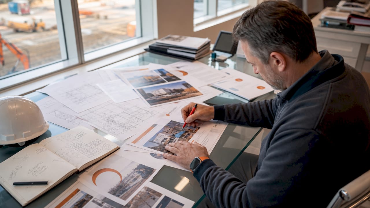 Construction manager reviewing consulting proposals