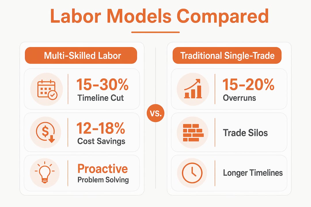 Infographic comparing multi-skilled and traditional labor models