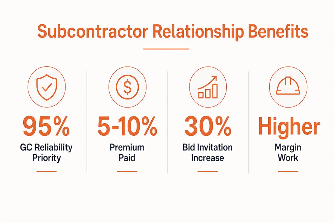 Infographic showing measurable benefits of subcontractor relationships
