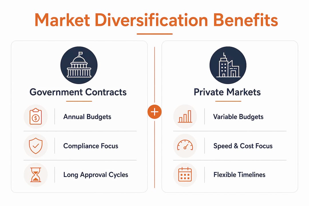 Infographic comparing government and private construction markets